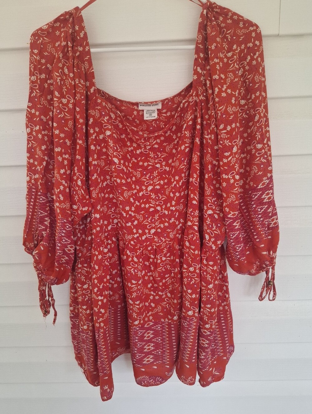 Romantic Gypsy Women's Plus Size Square‎ Neck Boho Top 1X